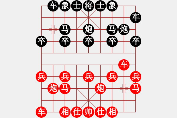 象棋棋譜圖片：大漠[紅] -VS-行者必達(dá) [黑]【邊馬轉(zhuǎn)反宮馬 負(fù) 右中炮直橫車進(jìn)中兵】 - 步數(shù)：10 