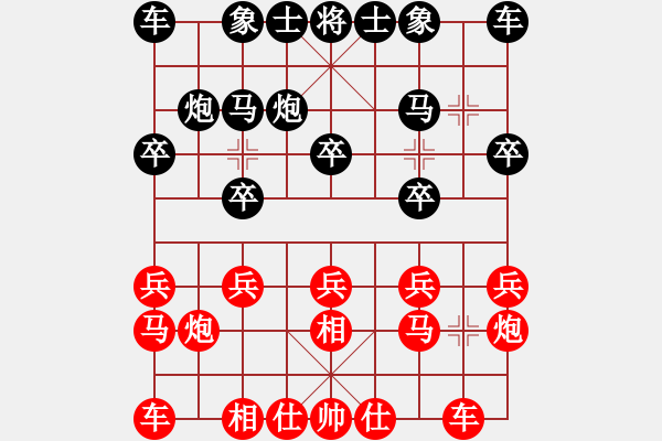 象棋棋譜圖片：執(zhí)后對(duì)胡 曉婷(月將)-和-吶喊一聲(5段)飛相進(jìn)右馬對(duì)左過(guò)宮炮 - 步數(shù)：10 