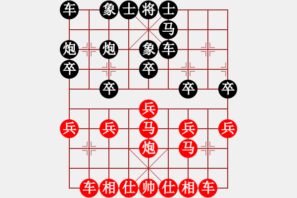 象棋棋譜圖片：中炮對鴛鴦炮（紅勝） - 步數(shù)：20 