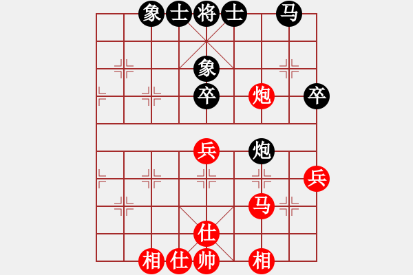 象棋棋譜圖片：一掃平(2段)-和-大小多少(1段)五七炮互進(jìn)三兵對屏風(fēng)馬邊卒右馬外盤河 紅左橫車對黑兌邊卒 - 步數(shù)：51 