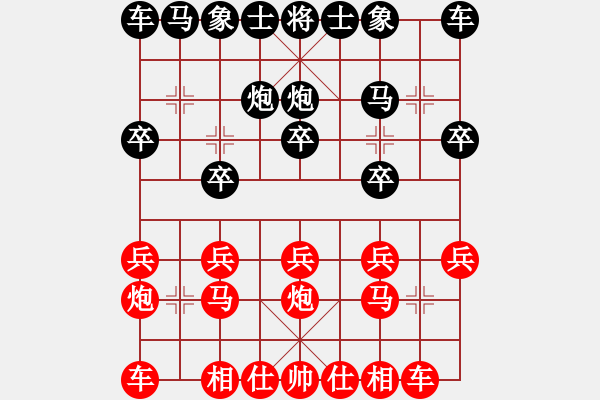 象棋棋谱图片：顺炮对缓开车 - 步数：10 