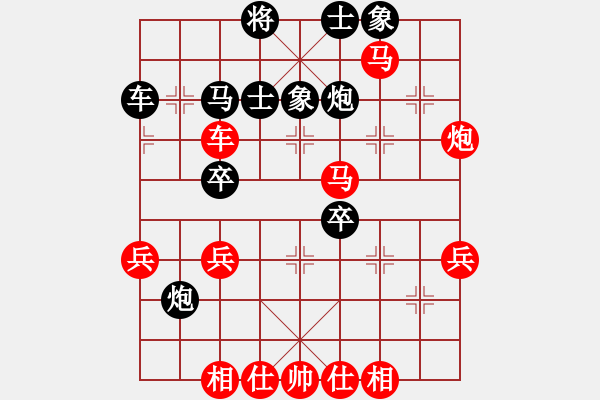 象棋棋譜圖片：帥帥帥帥帥(3段)-勝-一掃平(5段)中炮過河車七路馬對屏風(fēng)馬兩頭蛇 紅左橫車兌三兵對黑高右炮 - 步數(shù)：53 