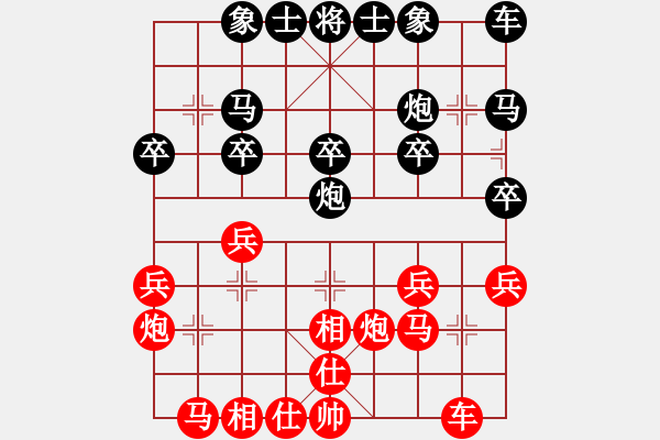 象棋棋譜圖片：葬心紅勝dxw_2852【仕角炮轉(zhuǎn)反宮馬對(duì)右中炮】 - 步數(shù)：20 