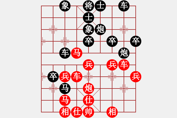 象棋棋譜圖片：五七炮進(jìn)三兵對(duì)屏風(fēng)馬黑馬2進(jìn)1（紅勝） - 步數(shù)：40 