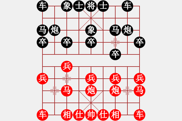 象棋棋譜圖片：對(duì)兵轉(zhuǎn)兵底炮 天外天飛鳳(月將)-和-素愛開哥(日帥) - 步數(shù)：10 