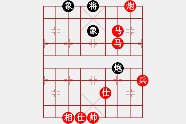 象棋棋譜圖片：五七炮進(jìn)三兵對(duì)屏風(fēng)馬(一)紅勝 - 步數(shù)：90 