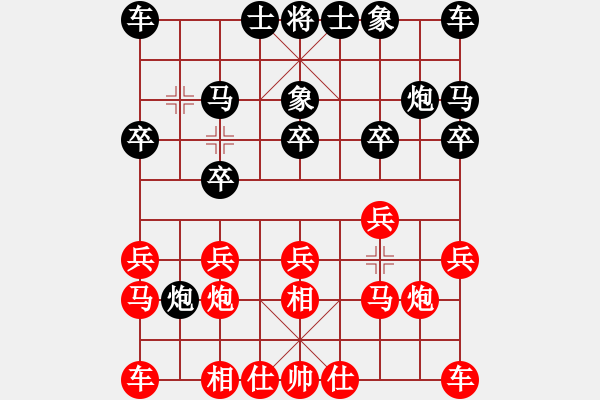 象棋棋譜圖片：2015年東營三月賽第六輪 第1臺 淄博張安東先負淄博張利 互進三兵 陣勢 - 步數(shù)：10 