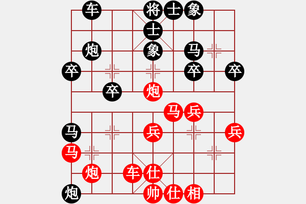 象棋棋譜圖片：中炮三兵對(duì)屏風(fēng)馬左炮封車分析 - 步數(shù)：30 