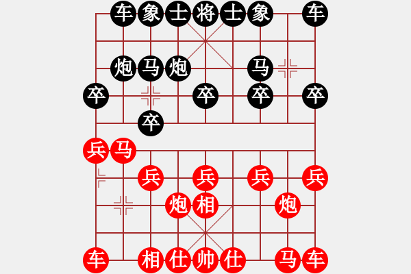 象棋棋譜圖片：過宮炮應(yīng)飛相（我后勝Q(mào)Q校尉） - 步數(shù)：10 