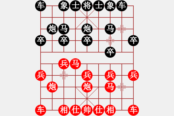 象棋棋谱图片：顺炮直车应红缓开车进七兵(基本格式) - 步数：10 