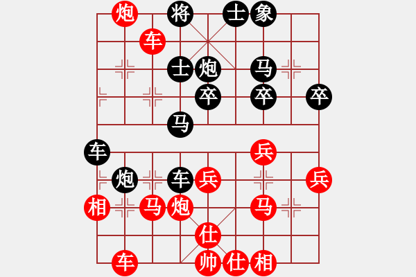 象棋棋譜圖片：順炮直車對(duì)橫車九尾龜(旋風(fēng)勝巫師業(yè)余級(jí)) - 步數(shù)：40 