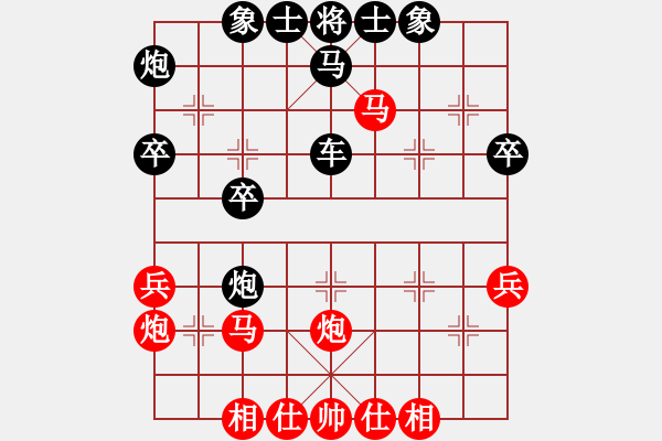 象棋棋譜圖片：人機(jī)對(duì)戰(zhàn) 2024-7-29 15:21 - 步數(shù)：33 