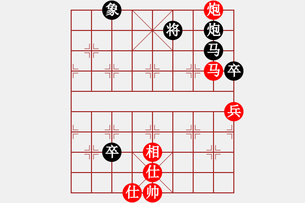 象棋棋譜圖片：五七炮進(jìn)三兵對屏風(fēng)馬黑馬急吃紅兵（旋風(fēng)14層拆棋）和棋 - 步數(shù)：120 