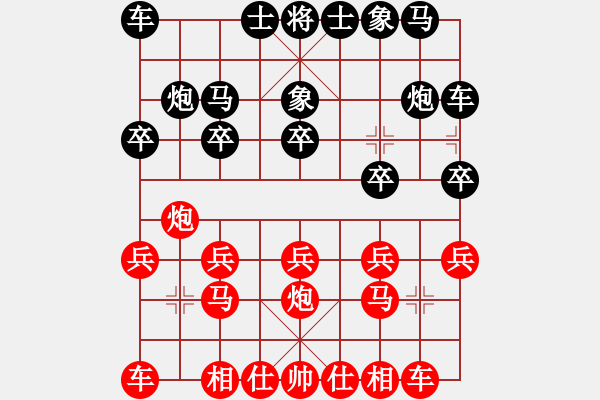 象棋棋譜圖片：斗邊車保炮：偏鋒炮王[紅] -VS- 19990101[黑] - 步數(shù)：10 