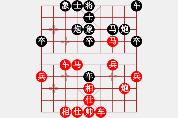 象棋棋譜圖片：無錫小兵(9星)-勝-獨(dú)立華山(風(fēng)魔（中炮過河車對左馬盤河黑卒7進(jìn)1紅車2退1黑馬7進(jìn)6） - 步數(shù)：30 