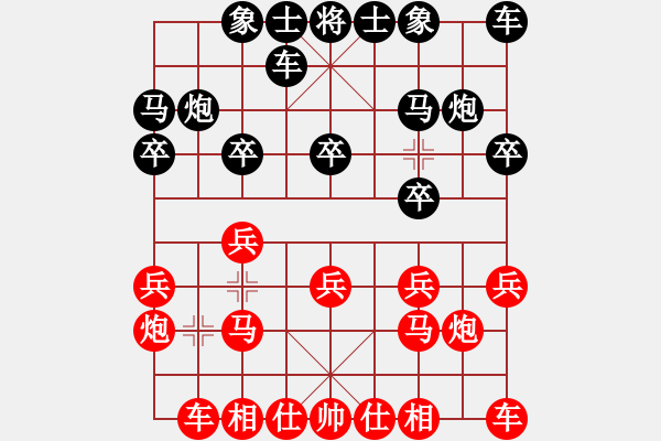 象棋棋谱图片：宜兴市队 王伟平 和 滁州琅琊区队 王军 - 步数：10 