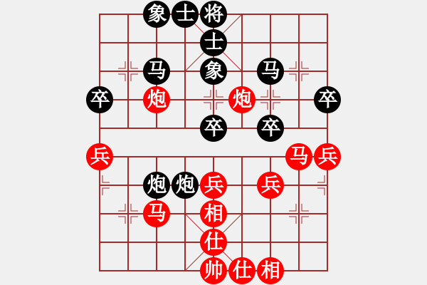 象棋棋谱图片：梁山曹正(3r)-和-舒情话弈(8级) - 步数：40 