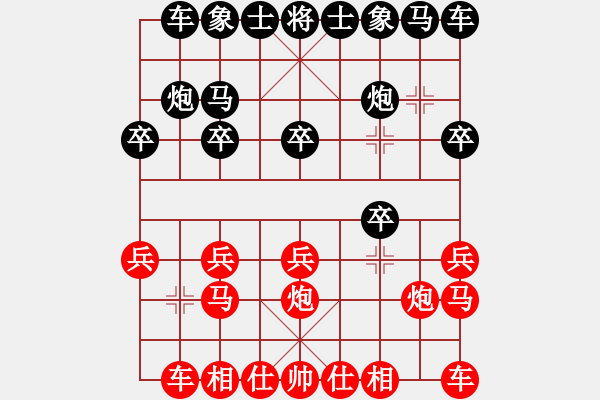 象棋棋譜圖片：中心燦(3段)-負(fù)-煙臺棋圣(8段)仙人指路轉(zhuǎn)左中炮對卒底炮 黑馬8進(jìn)7 - 步數(shù)：10 