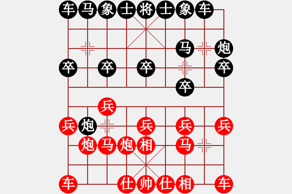 象棋棋譜圖片：弈天白駝山對(duì)局 stevenn(3弦)-負(fù)-在海一方(3弦) 過(guò)宮炮對(duì)進(jìn)左馬 - 步數(shù)：10 