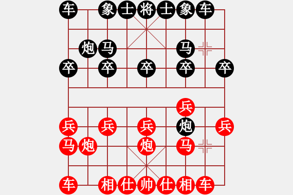 象棋棋譜圖片：月下老(3段)-勝-海耀棋苑兵(6段)中炮七路馬對屏風(fēng)馬 紅進(jìn)中兵對黑雙炮過河 - 步數(shù)：10 