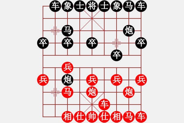 象棋棋譜圖片：行者必達(dá)[紅] -VS- 喙突[黑]【用炮突襲成功】 - 步數(shù)：10 