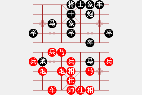 象棋棋譜圖片：池中清水先負毛振海 中炮過河車互進七兵對屏風馬平炮兌車 紅左馬盤河對黑退邊炮上右士 - 步數(shù)：33 