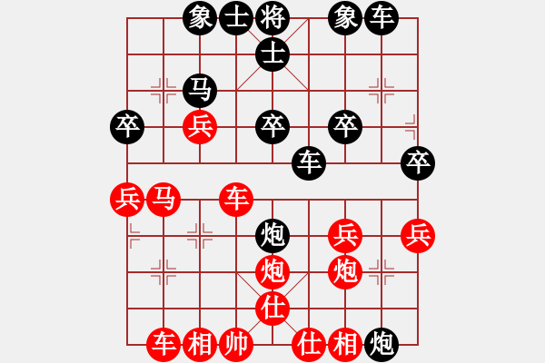 象棋棋譜圖片：6.2列手炮攻列手炮(對手犯錯不平炮兌車而進(jìn)直巡河車3招 - 步數(shù)：30 