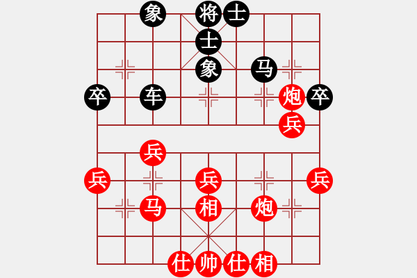 象棋棋譜圖片：2006年迪瀾杯弈天聯(lián)賽第一輪轟炸機六號(5r)-和-不游泳的魚(月將) - 步數(shù)：40 