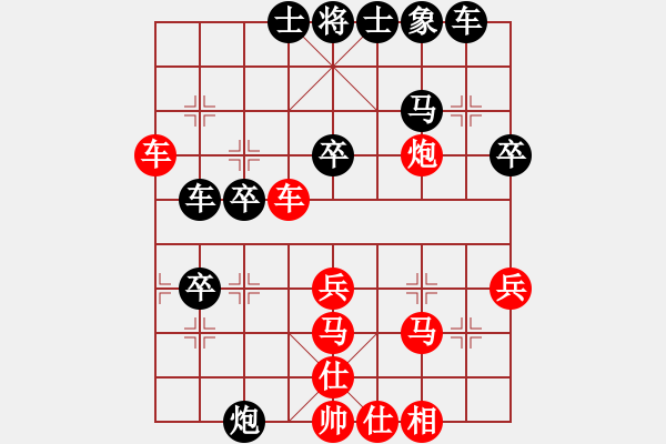 象棋棋譜圖片：11.中炮對屏風(fēng)馬巡河炮系列1：(兵3一進(jìn)為正，進(jìn)炮封馬是亮點(diǎn) - 步數(shù)：40 