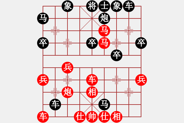 象棋棋譜圖片：葬心紅勝shangxinl【中炮過河車互進(jìn)七兵對屏風(fēng)馬平炮兌車 紅七路馬對黑退邊炮】 - 步數(shù)：40 