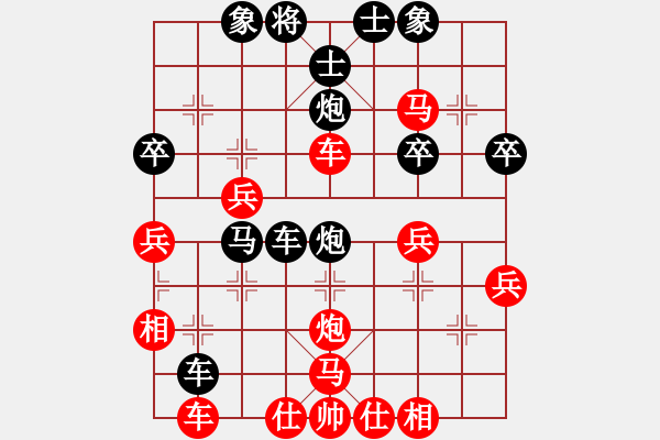 象棋棋譜圖片：順炮后手先進(jìn)3卒（棄子爭(zhēng)先一局棋） - 步數(shù)：40 