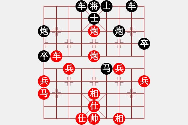 象棋棋譜圖片：五七炮進(jìn)三兵對(duì)屏風(fēng)馬進(jìn)3卒-重炮殺 - 步數(shù)：43 