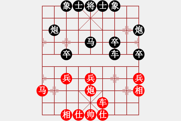 象棋棋譜圖片：測(cè)評(píng)28 卒進(jìn)1 炮進(jìn)1 保中兵位置馬 - 步數(shù)：30 