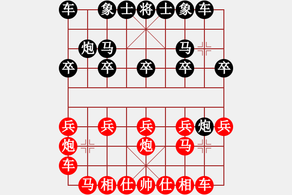 象棋棋譜圖片：1190局 A03- 邊炮局-小蟲引擎23層(先勝)業(yè)3-3 - 步數(shù)：10 