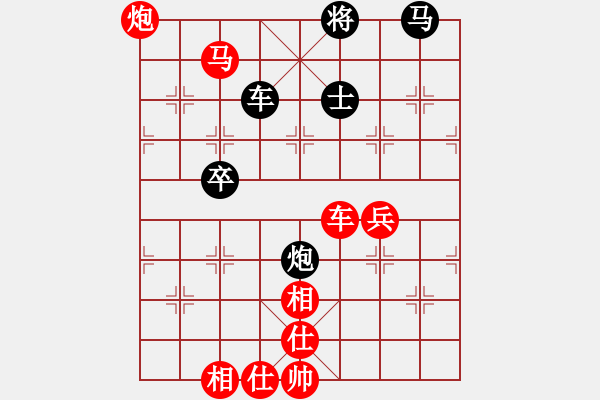 象棋棋譜圖片：五七炮進(jìn)三兵對(duì)屏風(fēng)馬（紅勝） - 步數(shù)：80 