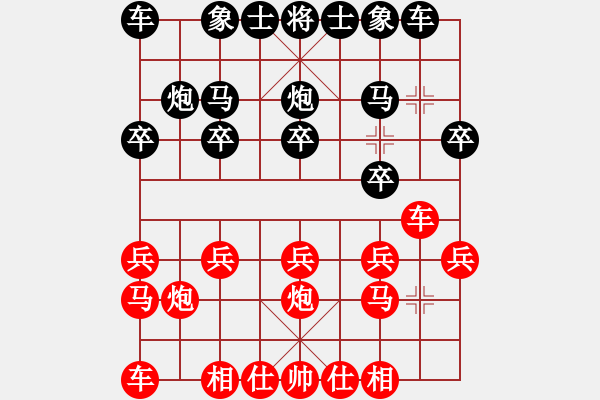 象棋棋譜圖片：順炮緩開(kāi)車(chē)進(jìn)7卒：邊馬巡河車(chē)對(duì)正馬（一） - 步數(shù)：10 