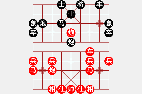 象棋棋譜圖片：順炮緩開(kāi)車(chē)進(jìn)7卒：邊馬巡河車(chē)對(duì)正馬（一） - 步數(shù)：30 