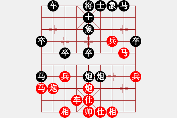 象棋棋譜圖片：中炮三兵對(duì)屏風(fēng)馬左炮封車分析 - 步數(shù)：30 