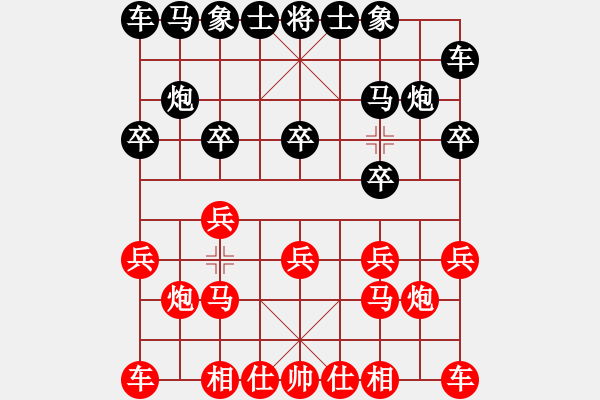 象棋棋谱图片：E42后2 对兵互进右马局红马二进三-解拆 - 步数：6 