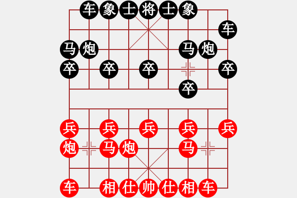 象棋棋譜圖片：過宮炮對(duì)黑7路卒右邊馬（紅勝） - 步數(shù)：10 