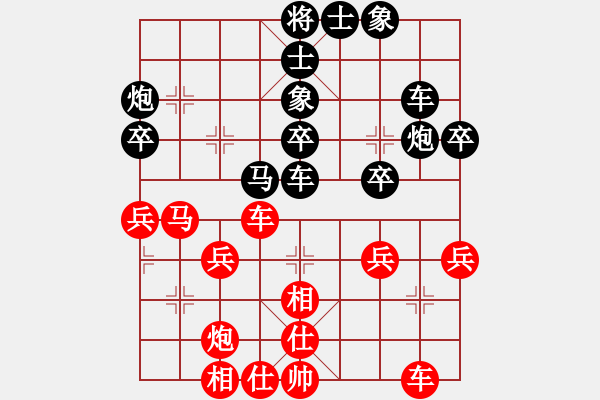 象棋棋譜圖片：佈局新知：五七炮衝中兵左車過河 VS 屏風(fēng)馬７卒左炮封車（之二） - 步數(shù)：40 