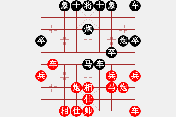 象棋棋譜圖片：j-wei[紅] -VS- 橫才俊儒[黑] - 步數(shù)：30 