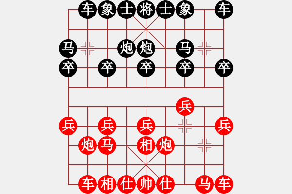 象棋棋谱图片：天津市 张柏阳 和 杭州棋院 贺峰 - 步数：10 