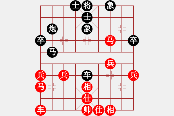 象棋棋譜圖片：五七炮進(jìn)三兵對(duì)屏風(fēng)馬進(jìn)三卒黑右橫車變（8） - 步數(shù)：40 