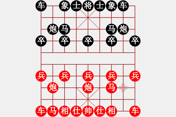 象棋棋譜圖片：第1節(jié) 黑飛左象型 第76局 黑右車橫起式 - 步數(shù)：5 