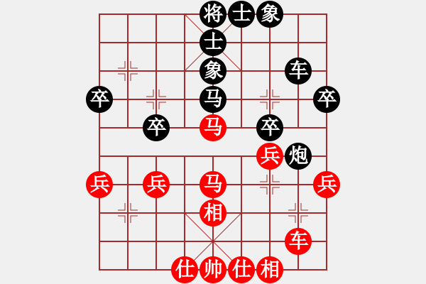 象棋棋譜圖片：起馬轉(zhuǎn)中炮橫車盤頭馬對屏風(fēng)馬黑飛右象（和棋） - 步數(shù)：40 