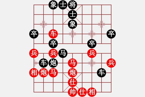 象棋棋譜圖片：屏風(fēng)馬雙炮過河紅橫車進(jìn)中兵（黑棄馬）    岑南宇風(fēng)采(8段)-負(fù)-象棋勢(shì)家(日帥) - 步數(shù)：40 