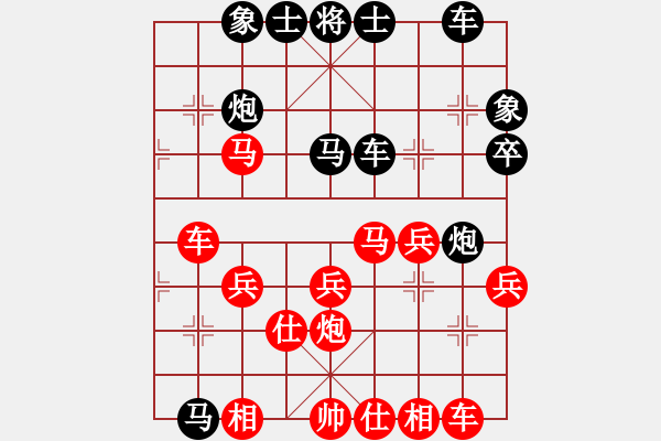 象棋棋譜圖片：旋風(fēng)V5.0先勝巫師業(yè)余級(jí)（五七炮進(jìn)三兵對(duì)屏風(fēng)馬） - 步數(shù)：40 