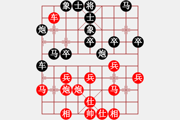 象棋棋譜圖片：江南隱士(日帥)-負(fù)-星語(月將)五七炮互進(jìn)三兵對屏風(fēng)馬邊卒右馬外盤河 紅左橫車對黑飛左象 - 步數(shù)：30 