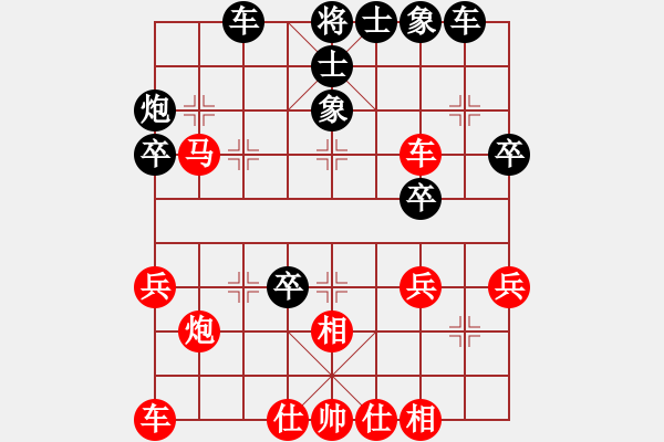 象棋棋譜圖片：中炮巡河車對(duì)屏風(fēng)馬（紅勝） - 步數(shù)：40 